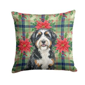 Berndoodle Christmas PoinsettIas Throw Pillow Decorative Indoor Outdoor Accent Cushion for Couch, Bed or Patio, 14Hx14W