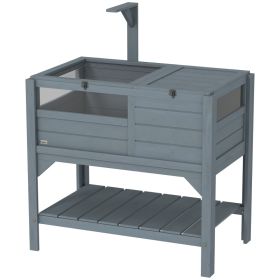 Tortoise Habitat with Shelf Storage Tortoise Gift Accessory with Weather Protection for Indoor, Gray (Option: Gray-900x550x200 mm)
