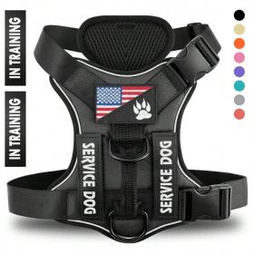 Reflective Breathable Solid Color Polyester Dog Strap (Option: Black-M)