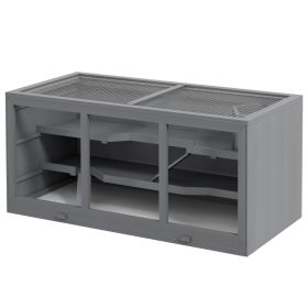 Extra Large Wooden Hamster Cage with Opening Roof, Hut, Ramps, Gray (Option: Gray-1215x185x608 mm)