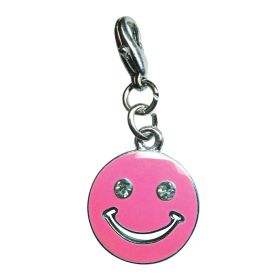 Happy Face with Sparkling Eyes Enamel Charm (Color: Pink)