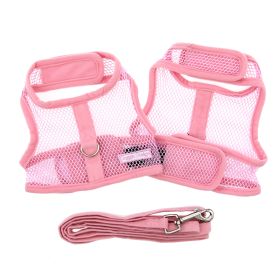 Cool Mesh Dog Harness with Leash (Color: Solid Pink, size: X-Small)