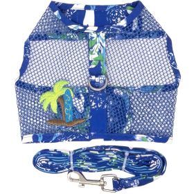 Cool Mesh Dog Harness with Leash (Color: Surfboard Blue and Green, size: large)
